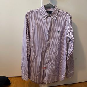 Ralph Lauren dress shirt - M (Purple w/ white stripes, green logo)